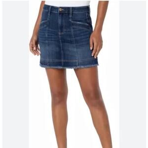 Liverpool Los Angeles Frayed Hem Denim Mini Skirt Blue Womens Petite Size 10/30